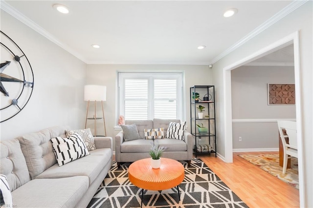 1964 Nettle St, Virginia Beach, VA 23453 - living room featuring light wood-style floors, recessed lighting, and crown molding