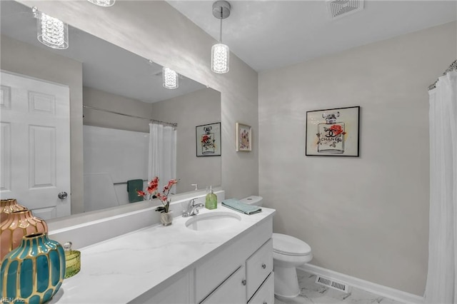 3905 Stonebridge Ct, Chesapeake, VA 23321 - full bathroom featuring vanity, marble finish floors, and a shower with shower curtain