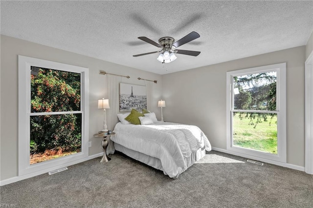 3905 Stonebridge Ct, Chesapeake, VA 23321 - carpeted bedroom with a textured ceiling and ceiling fan