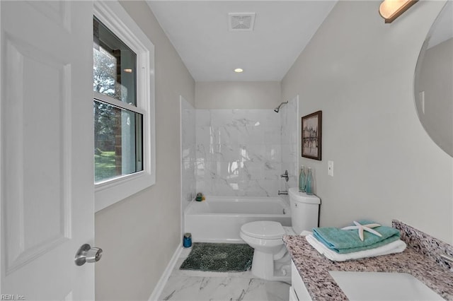 3905 Stonebridge Ct, Chesapeake, VA 23321 - bathroom featuring vanity, bathing tub / shower combination, and marble look tile flooring