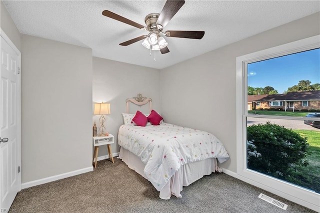 3905 Stonebridge Ct, Chesapeake, VA 23321 - carpeted bedroom featuring a textured ceiling and ceiling fan