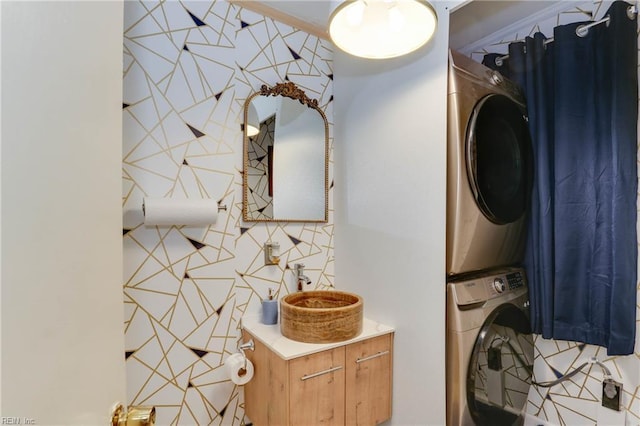 6285 Buckley Hall Rd, Cobbs Creek, VA 23035 - laundry area featuring stacked washer / dryer
