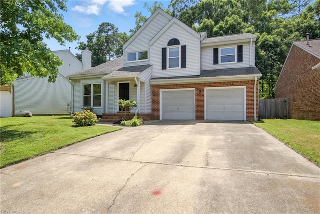 5481 Club Head Rd, Virginia Beach, VA 23455 - view of front facade with a garage, driveway, brick siding, and a shingled roof