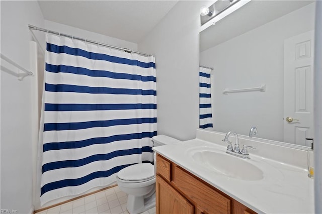 3015 Beech Grove Ln, Suffolk, VA 23435 - full bathroom with vanity, curtained shower, and tile patterned flooring