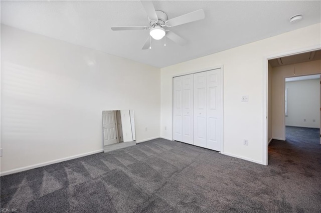 3015 Beech Grove Ln, Suffolk, VA 23435 - unfurnished bedroom with attic access, carpet flooring, a closet, and ceiling fan