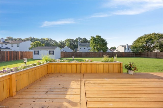 3015 Beech Grove Ln, Suffolk, VA 23435 - wooden terrace with a fenced backyard, a shed, and a residential view