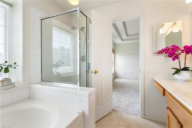 5405 Kiawah Ct, Virginia Beach, VA 23462 - full bath with vanity, a garden tub, a shower stall, and tile patterned floors