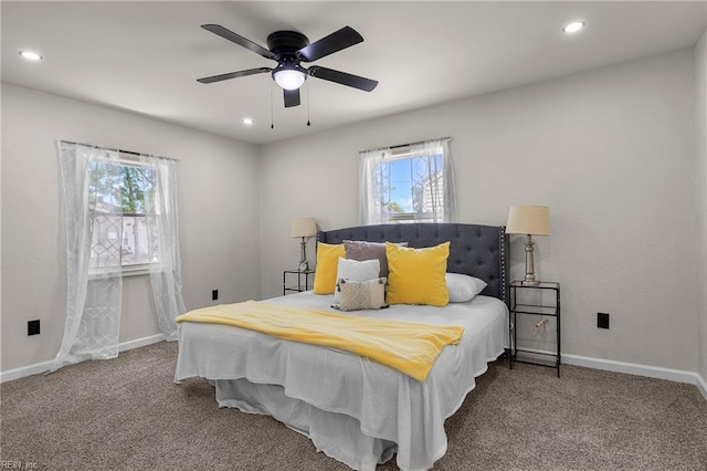21 Rodgers Pl, Portsmouth, VA 23702 - bedroom featuring multiple windows, carpet, recessed lighting, and a ceiling fan