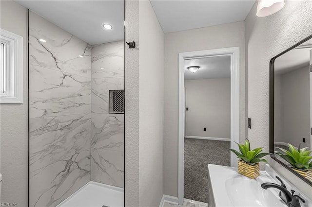 21 Rodgers Pl, Portsmouth, VA 23702 - bathroom featuring a marble finish shower and vanity