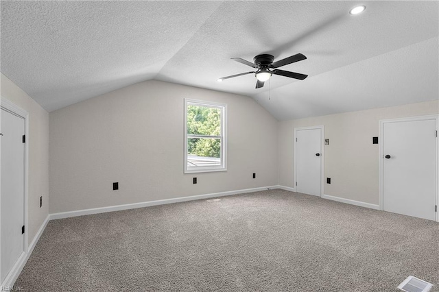 21 Rodgers Pl, Portsmouth, VA 23702 - bonus room featuring vaulted ceiling, a ceiling fan, carpet flooring, and a textured ceiling