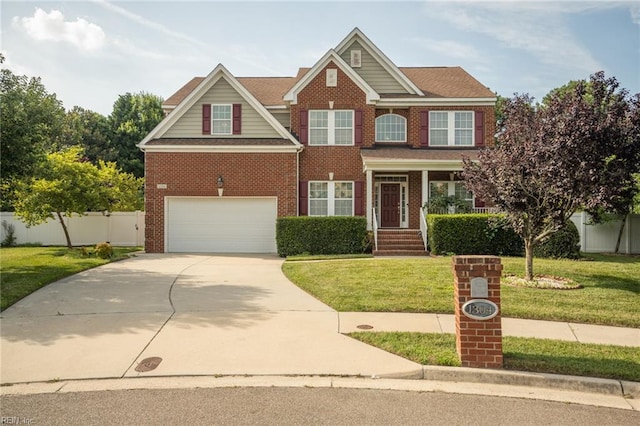 1304 Kemp Bridge Dr, Chesapeake, VA 23320 - view of front of home featuring a garage, brick siding, and concrete driveway
