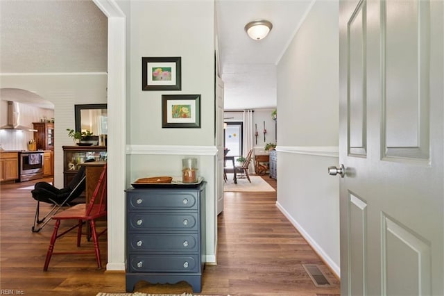 278 Mallard Dr, Hardyville, VA 23070 - hall featuring wood finished floors and arched walkways