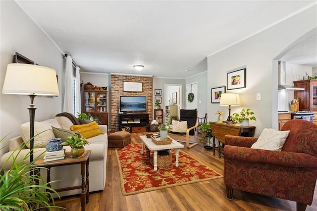 278 Mallard Dr, Hardyville, VA 23070 - living room featuring wood finished floors and crown molding