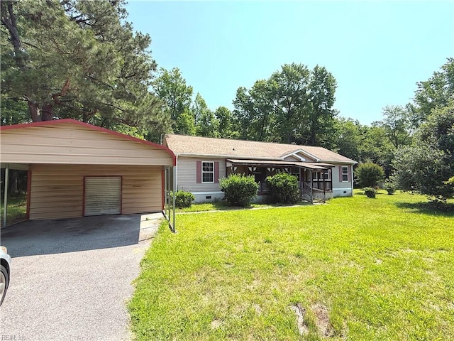 4371 Providence Rd, Hayes, VA 23072 - view of front of property featuring crawl space, a front lawn, and driveway