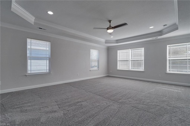 115 Pescara Ln, Newport News, VA 23601 - carpeted spare room with a raised ceiling, crown molding, ceiling fan, and recessed lighting