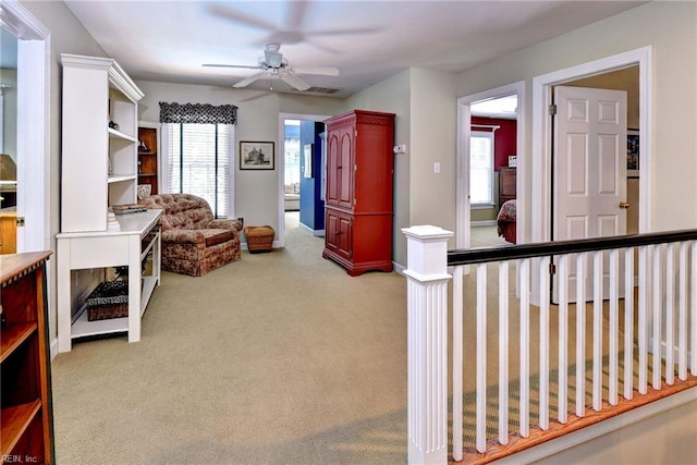 116 W Links, Williamsburg, VA 23188 - sitting room with a ceiling fan, carpet flooring, and plenty of natural light