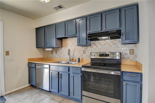 2561 Elon Dr, Virginia Beach, VA 23454 - kitchen featuring appliances with stainless steel finishes, under cabinet range hood, light countertops, and decorative backsplash
