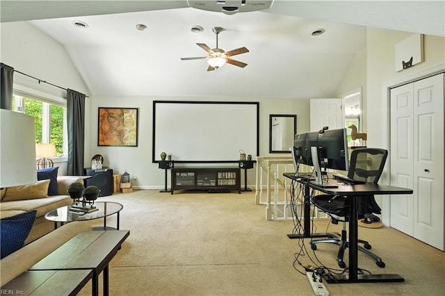 1832 Pitchkettle Rd, Suffolk, VA 23434 - carpeted cinema with lofted ceiling and a ceiling fan