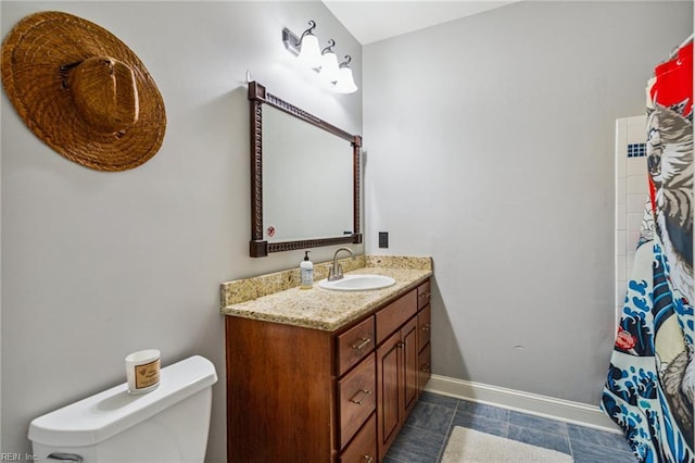 201 Glebe Spring Ln, Yorktown, VA 23693 - full bath with vanity, tile patterned floors, and a shower with curtain