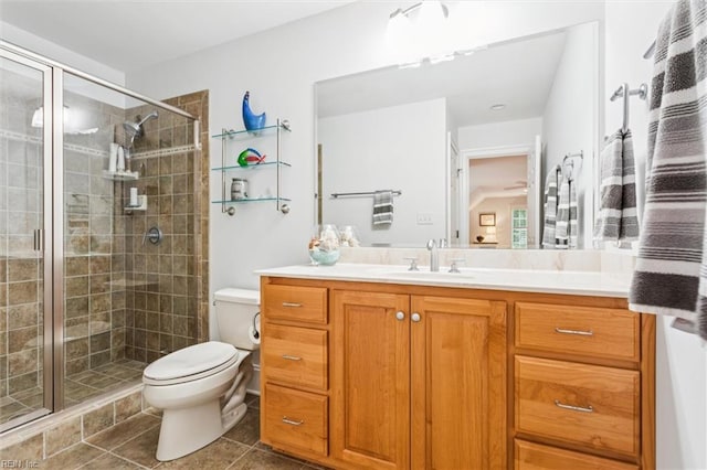 2841 Bennetts Pond Rd, Williamsburg, VA 23185 - full bath with vanity, a stall shower, and tile patterned flooring
