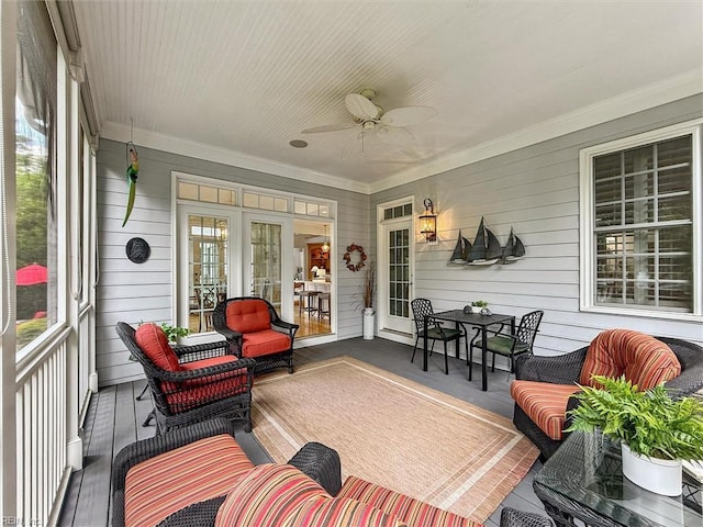 2841 Bennetts Pond Rd, Williamsburg, VA 23185 - sunroom / solarium with healthy amount of natural light, ceiling fan, and french doors