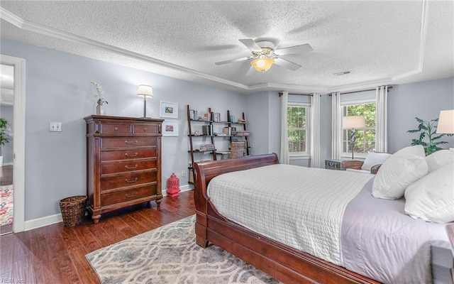 708 Inlet Quay Quay Unit D, Chesapeake, VA 23320 - bedroom with a textured ceiling, dark wood-style flooring, and ceiling fan