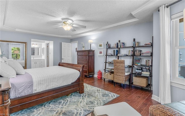 708 Inlet Quay Quay Unit D, Chesapeake, VA 23320 - bedroom featuring a textured ceiling, wood finished floors, ceiling fan, and connected bathroom