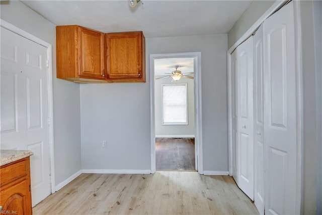 831 Quail Ave, Chesapeake, VA 23324 - unfurnished dining area with light wood finished floors and a ceiling fan
