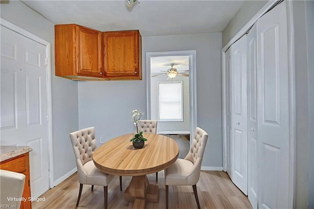 831 Quail Ave, Chesapeake, VA 23324 - dining space with light wood finished floors and a ceiling fan