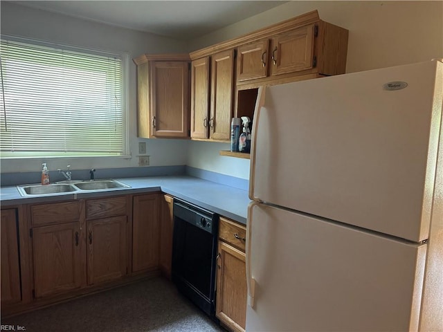 44 Milford Rd, Newport News, VA 23601 - kitchen with freestanding refrigerator, black dishwasher, and light countertops