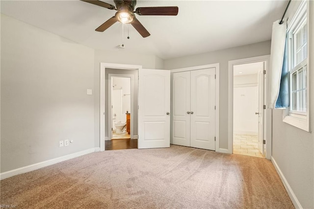 201 Jarvis Rd, Chesapeake, VA 23323 - unfurnished bedroom with carpet floors, connected bathroom, a closet, and ceiling fan