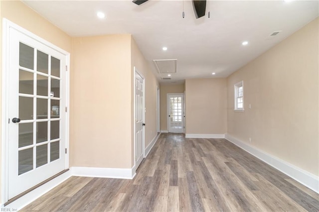 3205 Moat Ln, Chesapeake, VA 23325 - empty room featuring attic access, wood finished floors, recessed lighting, and a ceiling fan