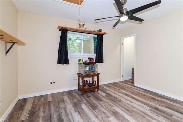 2813 Squire Ct, Chesapeake, VA 23323 - unfurnished room with wood finished floors, attic access, and a ceiling fan