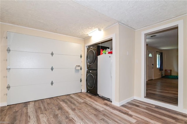 2813 Squire Ct, Chesapeake, VA 23323 - garage with stacked washer / dryer and freestanding refrigerator