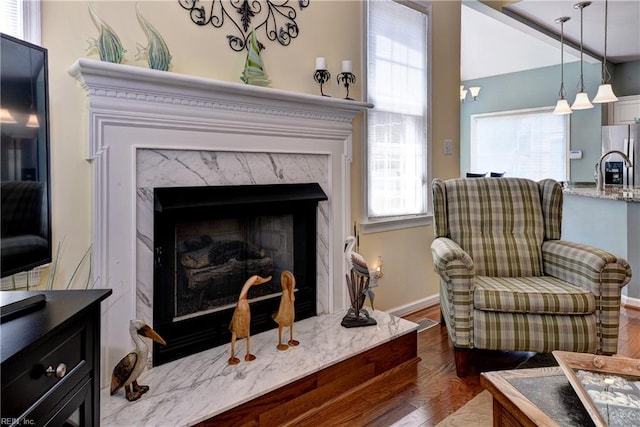 2712 Holly Ridge Ln, Williamsburg, VA 23185 - living room featuring a fireplace and dark wood-type flooring