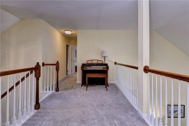 2712 Holly Ridge Ln, Williamsburg, VA 23185 - hallway with an upstairs landing, carpet floors, and lofted ceiling
