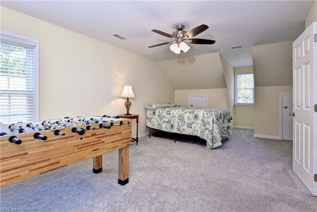 2712 Holly Ridge Ln, Williamsburg, VA 23185 - carpeted bedroom featuring vaulted ceiling and a ceiling fan