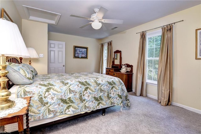 2712 Holly Ridge Ln, Williamsburg, VA 23185 - carpeted bedroom featuring attic access and a ceiling fan