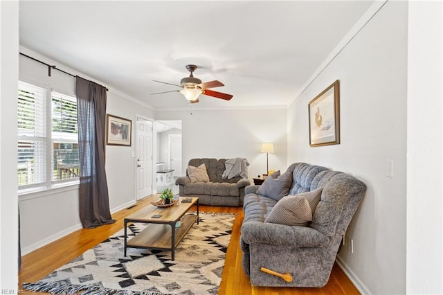 2805 Point Ct, Chesapeake, VA 23321 - living room with ceiling fan, ornamental molding, and light wood-style flooring
