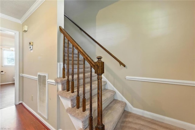 60 Dillwyn Dr, Newport News, VA 23602 - stairway featuring ornamental molding and wood finished floors
