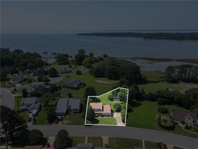 60 Dillwyn Dr, Newport News, VA 23602 - aerial view of property's location with a nearby body of water and property boundaries highlighted
