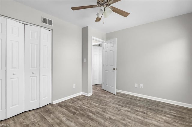 600 Whitechapel Dr, Virginia Beach, VA 23455 - unfurnished bedroom featuring wood finished floors, a closet, and a ceiling fan