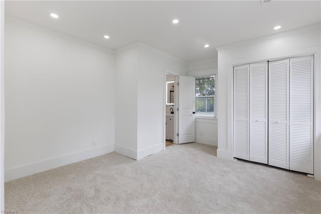 1507 Todds Ln, Hampton, VA 23666 - unfurnished bedroom with carpet, recessed lighting, a closet, and ornamental molding