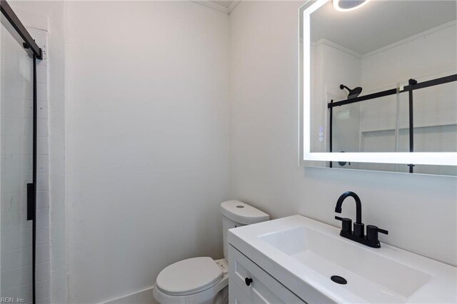 1507 Todds Ln, Hampton, VA 23666 - full bathroom featuring vanity, crown molding, and a stall shower