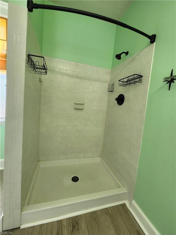 110 S Willard Ave, Hampton, VA 23663 - full bathroom featuring a shower stall and wood finished floors