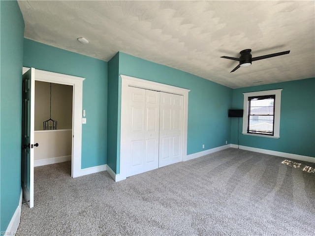 110 S Willard Ave, Hampton, VA 23663 - unfurnished bedroom with carpet floors, a closet, and a ceiling fan
