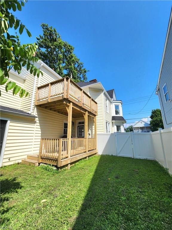 110 S Willard Ave, Hampton, VA 23663 - rear view of property featuring a gate, a fenced backyard, and a wooden deck