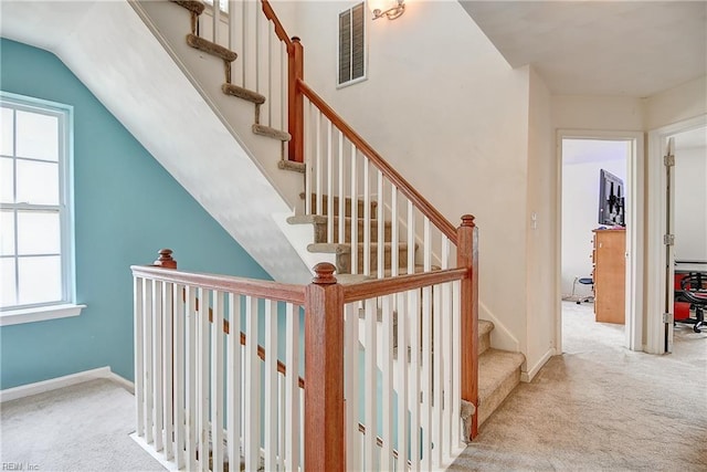 1212 Gunn Hall Dr, Virginia Beach, VA 23454 - staircase with carpet floors, healthy amount of natural light, and lofted ceiling