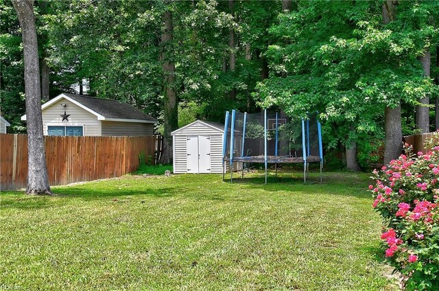 1212 Gunn Hall Dr, Virginia Beach, VA 23454 - view of yard with a storage shed and a trampoline