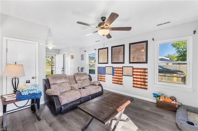 1536 Eagleton Ln, Virginia Beach, VA 23455 - living room featuring wood finished floors and a ceiling fan